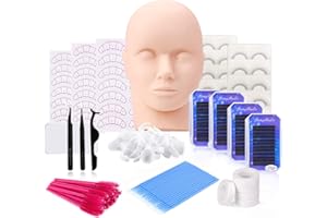 Kit de Extensión Pestañas Postizas con Maniquí Cabeza, MYSWEETY Profesional Practique Kit Para Practica de Maquillaje Entrenamiento de Injerto de Pestañas