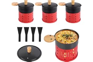 ipow Lot de 4 Appareil Raclette Bougie à Revêtement Antiadhésif,Poêlon Raclette Individuelle de Fusion Rapide sans Fil pour Fromage Fondu Chocolat Oeuf Frit à Table,dans Jardin,en Camping,4 Pelles