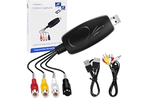 TCNEWCL Grabber Video Scheda di acquisizione video RCA a USB 2.0, VHS VCR TV a DVD Converter, supporto per Windows 7 8 10 Mac OS X PC