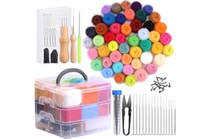 48 Farben Nadelfilz Set, Filzwolle Roving, 88 Stück Nadelfilz Starter Kit mit Filznadeln Grundwerkzeugen und Zubehör Wollfaser-Handspinnmaterial zum Basteln für Anfänger DIY Filz Tier Handwerk