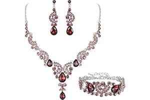 EVER FAITH Parure Femme Mariage Forme C Bijou Cristal Strass Collier Plastron Boucles d'oreilles Pendantes Ensemble