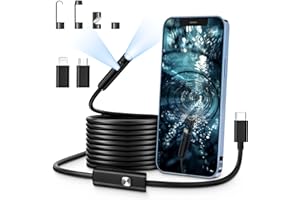 H8W8H Dual Lens Endoscope Inspection Camera,1920HD Borescope Inspection Camera with 8+1 LED Lights,Endoscope with 16.5FT Semi-Rigid Cable,Ip67 Waterproof for Android and iOS