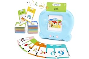 Talking Flash Cards Learning Toys for Toddlers, MOMSIV 255 Sheets 510 Words Early Preschool Educational Reading Machine for Age 2 3 4 Years, See and Spell Set Interactive Toy Gift for Kids, Blue