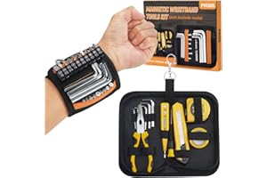 PVEGOS Gifts for Men, Super Strong Magnetic Wristbands with Tools Bag, DIY Gadgets Ideas Xmas Secret Santa Gifts for Dad Him Husband, Christmas Stocking Fillers Unusual Best Gifts(Not Include Tools)