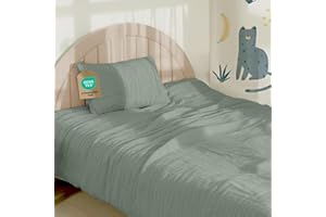 Dreamzie Kinderbettwäsche 100x135 cm + Kissenbezug 40x60 - Musselin Bettwäsche aus 100% Baumwolle, Oeko-TEX Zertifiziert, atmungsaktiv & hautfreundlich - Blaugrau