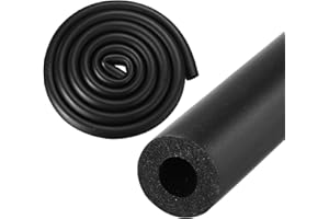 M METERXITY Tubo de Espuma Aislante para Tuberías, 10mm 3/8" ID 20mm 7/9" OD 2M Largo, Tubo de Espuma Flexible Suave para Soporte de Agarre de Manija/Portaequipajes de Techo [Negro]