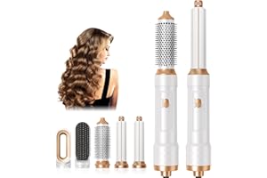 DINTO 5 in 1 Air Styler – Magic Styler - Hair Dryer Brush – Multi use Styling Appliances - Thermal Wrap - for Curling, Straightening, Volumizing and Drying – 110,000 RPM – Ionic Technology (White)