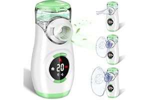 HABOWN Inhalationsgerät Tragbar Vernebler Inhalator für Erwachsene und Kinder, Einstellbarer Inhaliergerät Mit Mundstück und 2 Maske, Timerfunktion, USB C und Batteriebetrieben (Grün)