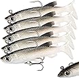 Aputue 5 PCS Fishing Lure Set, Lifelike Artificial Baits with 3D Eyes, Bass Fishing Lures, Fishing Lures Kit, Topwater Fishing Lures Tails for Freshwater and Saltwater