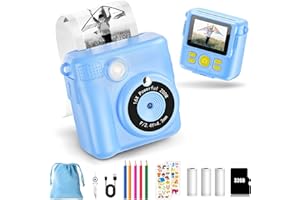 NUOTUN KinderKamera - Sofortbildkamera DigitalKamera Print 1080P - 16x Digitalzoom 2.4" Bildschirm - 32GB Karte - 3 Rollen Druckpapier - mit Aufbewahrungstasche Weihnachten Geschenk für Kinder 3-12 Jahren