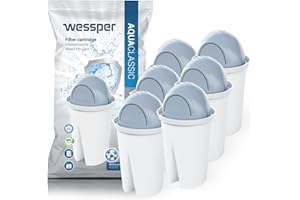 Wessper Filtry wody do dzbanków na wodę AquaClassic do twardej wody | Zamiennik dla filtra Aquaphor Standard, Brita Classic, Dafi Classic | Redukcja kamienia i chloru | 6 sztuk