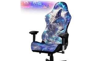 Tedkoo Elastyczne pokrowce na krzesła gamingowe z nadrukiem, poliester pokrowiec na fotel biurowy na krzesło komputerowe z podłokietnikiem do rozkładanego fotela wyścigowego i gier (styl gry D)