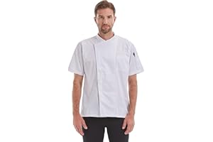 Nanxson Manteau de Chef pour Hommes, Veste de Restaurant Sheeve Courte, Uniforme de Chef de Cuisine,CFM0066