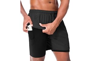 Superora 2-i-1 löparshorts för män med inbyggd telefonficka – essentiella atletiska snabbtorkande shorts för gym, träning, tr
