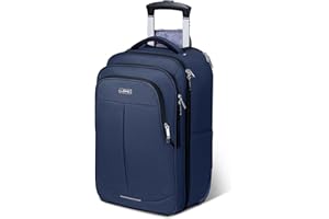 Lekeinchi 18" Laptop Bag with Wheels - Waterproof Rolling Briefcase Softside Hand Luggage with Wheels for Work,Travel,Business (Blue)