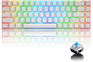 URCHOICELTD 60% Mechanical Gaming Keyboard Type C Wired 68 Keys LED Backlit USB Waterproof Apex Pro illuminated Keyboard 18 Chroma RGB Lighting Backlight Anti-ghosting Keys for Gamers and Typists (Blue Switch)