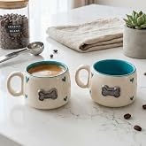 Pawicci 2'li El Yapımı Seramik Kupa Seti, Kedi Desenli Kalp Motifli Stoneware Mug, 200 ml, Kırmızı İ&ccedil;li Doğal Seramik, &Ccedil;ay Ka