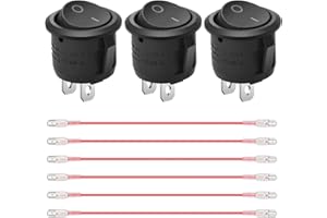 SUKUDON Rocker Switch 5A 250V/10A 125V DIY Waterproof Self-Locking On/Off 3 Pieces+6 Wires