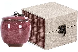 VENCEDE Handicrafted Ceramics Mini Pet Urns - Ceramic Ashes Keepsake Memorial Holder, Dog Memorials, Sealed (Red)