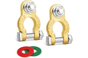 URAQT Terminales de Batería, Bornes de Batería, Latón M8 Positivo y Negativo Desconectador de Bateria con Almohadilla Anticorrosión, 12V 24V Cortacorrientes Bateria para Coche, Moto, Camión, Barco