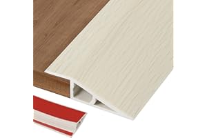 ZAYEJOD 1M Strisce di Transizione del Pavimento PVC Autoadesiva Soglia di Dislivello Pavimento Soglia di Transizione Profilo di Transizione Pavimento per Dislivello di 1.5 cm, Grana del legno beige