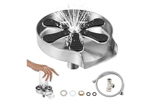 Gemsaya Glass Rinser for Kitchen Sink, Stainless Steel Automatic Cup Cleaner, Sink High Pressure Cup Washer, Coffee Glass Rinser Celaning Tool for Home Bar Cafe Restaurant