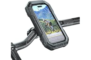 KDD Soporte Movil Bicicleta - 360° Rotación Soporte Movil Moto Impermeable, Totalmente Cerrado & Anti Vibración Porta Teléfono Bicicleta para iPhone 16 Pro Max/15/14/13/12 Samsung, 4-6,7 Pulgada