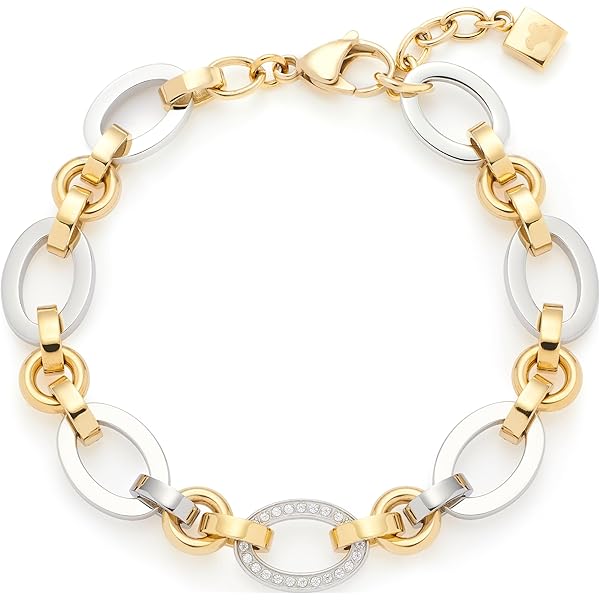 JEWELS BY LEONARDO Halsketting Clip & Mix Bernie, halssieraad van goudkleurig roestvrij staal, geslepen glazen parels in witte en grijstinten, 42-43,3 cm lengte, sieradencadeau voor vrouwen, 025573