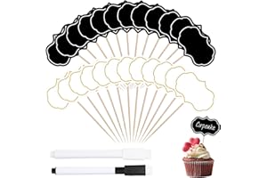 Sxutop 100 Stück Buffet Schilder zum Beschriften Kuchen Fähnchen zum Beschriften Essen Buffet Schilder Kreide Käse Marker Buffet Etiketten für Party, Preisschilder, Kuchen Lebensmittel (Schwarz, Weiß)