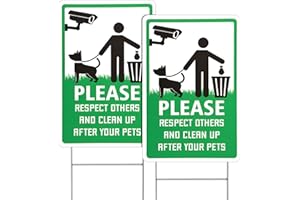 BOXOB 2uds Letreros para Limpiar Los Excrementos de Tu Mascota, 30x20cm Doble Cara Placa Jardín con Estaca Metálica en Forma de H Letrero Recoja Los Excrementos Su Perro