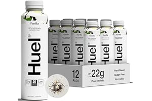 ‎HUEL Huel Drink Vanilla, fertige Trinkmahlzeit für unterwegs - 12 x 500 ml - 20 g Protein, Reich an Vitaminen, Mineralstoffen & Ballaststoffen, Plant-based, Geschmack Vanille, inkl. 3 € Pfand