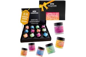 ‎HALLINGERS GENUSS MANUFAKTUR Hallingers Genuss Manufaktur Badesalz Geschenkset – 12 Badezusätze mit Totes Meer Salz in edler Geschenkbox, Wellness & Spa für Frauen, feine Geschenkidee, auch für Adventskalender & Weihnachten