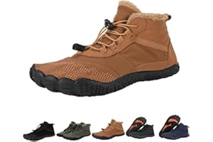 CSHE Barfußschuhe Winter, Outdoor Barfußschuhe Herren Damen Herbst Winter, Wasserdicht Barfussschuhe Barefoot Shoes, Trocknend Traillaufschuhe Wanderschuhe Zehenschuhe Hohe Warme und rutschfeste Stiefel