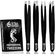 4-teiliges Professionelles Pinzetten Set - Inkl. Schräge, Spitze & Gerade Pinzetten Für Augenbrauen