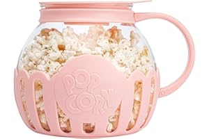 Paris Hilton – Palomitas de maíz de vidrio borosilicato y plástico – Perfecto para palomitas dulces y saladas, 165 x 25 x 18 mm, tapa 2 en 1, apta para lavavajillas