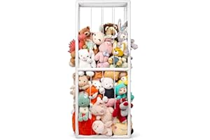 Fittoway Stuffed Animals Storage, Floor Standing Stuffed Animal Holder Plush Organizer Stuffed Animal Zoo Storage Cage Display for Bedroom Nursery Playroom (Large)