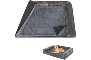 BingoPaw Housse de coussin de rechange pour chien avec fermeture éclair lavable et imperméable Gris Taille M