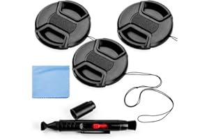 Fotover 43mm Lens Cap Bundle, 3 Pack Universal Snap on Front Centre Pinch Lens Cover Set with Microfiber Lens Cleaning Cloth for Canon Nikon Sony Olympus DSLR Camera + Camera Lens Cleaning Pen