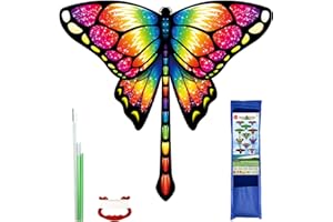 VSPEK Cometa de Mariposa 41x47inch de Una Línea con Hilo y Cola Larga para Niños y Adultos Principiantes - Juegos al Aire Libre, Viaje a la Playa, Regalo