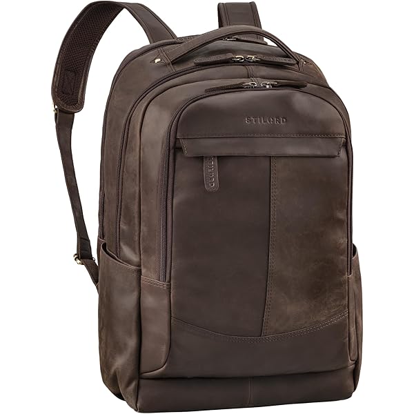 STILORD Maxim Ruime Rugzak Leer Heren Grote Backpack Laptop 17 tot 19 Inch XL Business Backpack Women Rugtas Vintage Rugzak met Laptopvak echt Leder Kleur:brandy - cognac