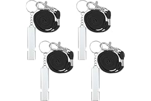 SRLWMYI 4 Pcs Sifflets Puissants avec Lien en Paracorde Sifflet de Survie Double Tubes Métal Sifflet Secours, pour L'école Gym, Camping en Plein Air, Randonnée, Chasse, l'escalade.