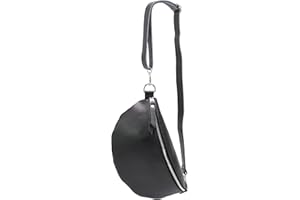 SH Leder ® Lala G399 - Marsupio unisex in vera pelle, per festival, viaggi, borsa a tracolla, da donna, in pelle, 30 x 18 cm, Nero , L, Marsupio alla moda