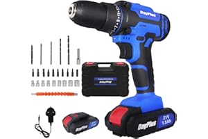 VICKYHOME Perceuse-visseuse portative sans fil, 21 V pour percer du métal/mur/bois, 1500 mAh, 45 Nm, réglage de couple 25 + 1, 2 vitesses, lumière LED