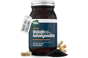 Ayurvedic Shilajit 1000mg & Organic Ashwagandha - 90 High Strength Caps, Fulvic Acid, Mineral Rich Supplement, Stress & Energy Support, Adaptogen, Vegan, GMO-Free, Made in UK by Nature Provides