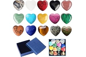 SELLINER Healing Crystals,Healing Crystals Set with 15PCS Natural Crystals and Gemstones,Heart Stones Set with Real Box,Crystals for Beginners,Polished Crystals Stone for Crystal Gifts,Crystal Healing.