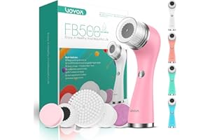VOYOR 5-In-1 Spazzola Pulizia Viso Elettrica Ricaricabile,Spazzola Viso Esfoliante, Rimuove Punti Neri,IPX7 Impermeabile FB500 (Rosa)