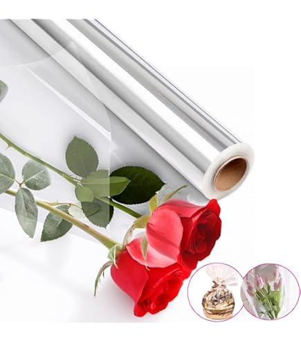 Geschenkfolie transparant - cellofaan cadeaupapier rol 2,2 mm voedselpapier folierol, voor het inpakken van geschenkmanden lumenfolie en bloemen geschenkmanden wrap (45 cm x 20 m