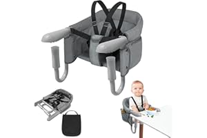 ACXIN Tischsitz Babysitz, Hochstuhl inkl. Transporttasche, Hochwertiger Kinderhochstuhl, Mobiler Hochstuhl für Restaurants, Reise & Co, Belastbar bis 15 kg (Grau)