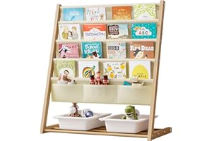 FORTHCAN Libreria per Bambini a 4 Livelli in Tessuto,Scaffale cotone e lino per bambini da camera soggiorno, 69 x 33 x 75 cm facile da montare, Ideale per Organizzare e Contenere Libri (69 x 33 x 75 cm)