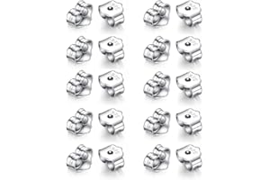 Geruicee 10 Paare Ohrringlifter Ohrringverschluss, Ohrstecker Verschluss Silber, 925 Sterling-Silber-Ohrring, Stopperohrringe, Schmetterlingsverschluss, Für Schmuckherstellung